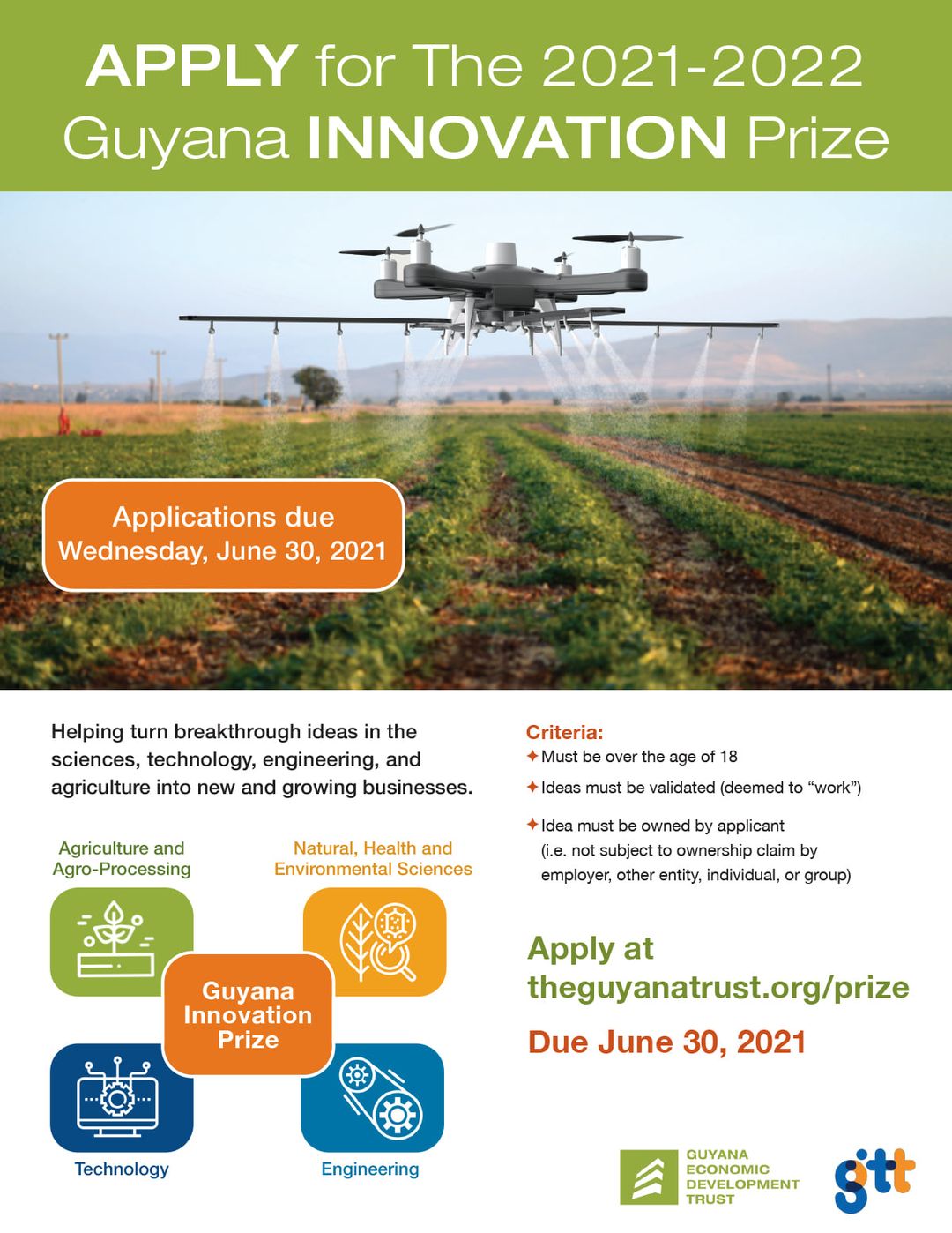 GTT and the Guyana Economic Development Trust (GEDT)announce the 2021 winners of the Guyana Innovation Prize