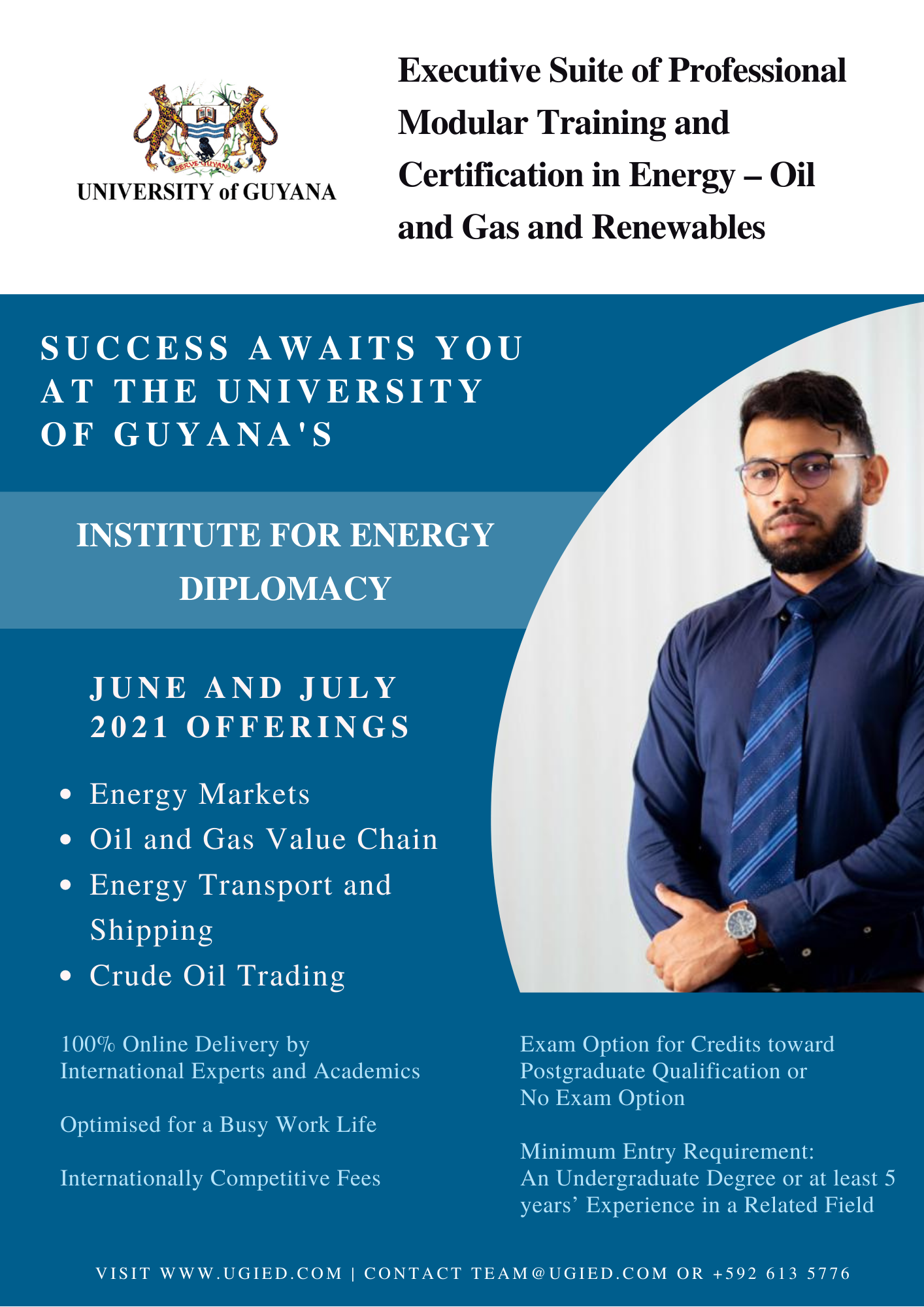 University of Guyana’s Institute for Energy Diplomacy Launches Professional Executive  Training Suite of Courses in Oil and Gas, Renewable Energy for 2021 